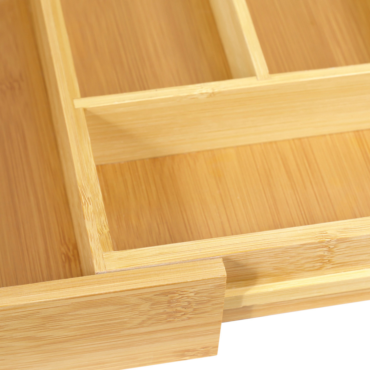Organizador de cubiertos de bamboo extensible