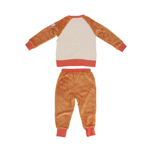 Pijama Franela Naranja con Diseño de Muñecos T-6