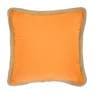 Cojín Naranja Cubierta Algodón con Borde Yute 45x45 cm.