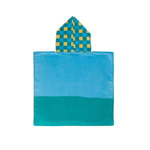 Poncho Infantil de Playa Color Azul con Diseño de Pelícano Patinador de 3 a 6 años