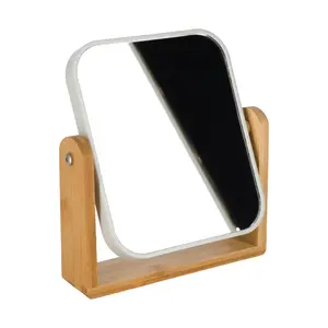 Espejo Blanco de Bambú con Aumento de 1X y 2X Soporte Resistente 18x4.5x21 cm.