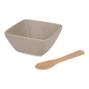 Bowl de cerámica cuadrado con cuchara
