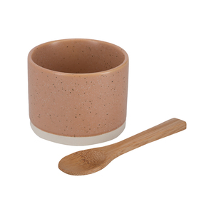 Bowl de cerámica redondo con cuchara