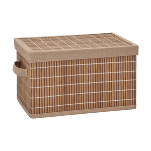 Caja organizadora de bambú y tela con tapa 35x24.5x20 cm