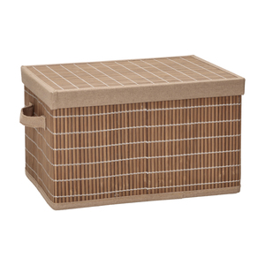 Caja organizadora de bambú y tela con tapa 39x29.5x22 cm